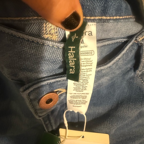 Halara Flex Asymmetric Low Rise Zipper Baggy Wide Leg Blue Surf Denim Sz. M-NWT - Picture 8 of 11